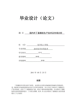 国内外丁基橡胶生产技术及市场分析 毕业论文.doc