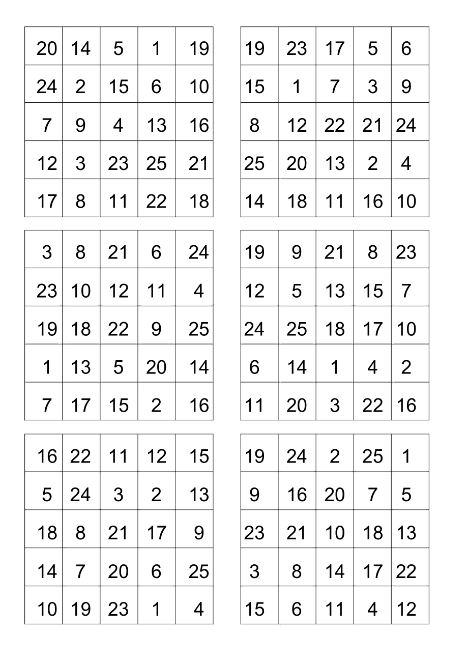 舒尔特方格5×5格200张提高专注力A4纸直接打印版.docx_第2页