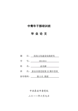 医院文化建设实践研究毕业论文.doc