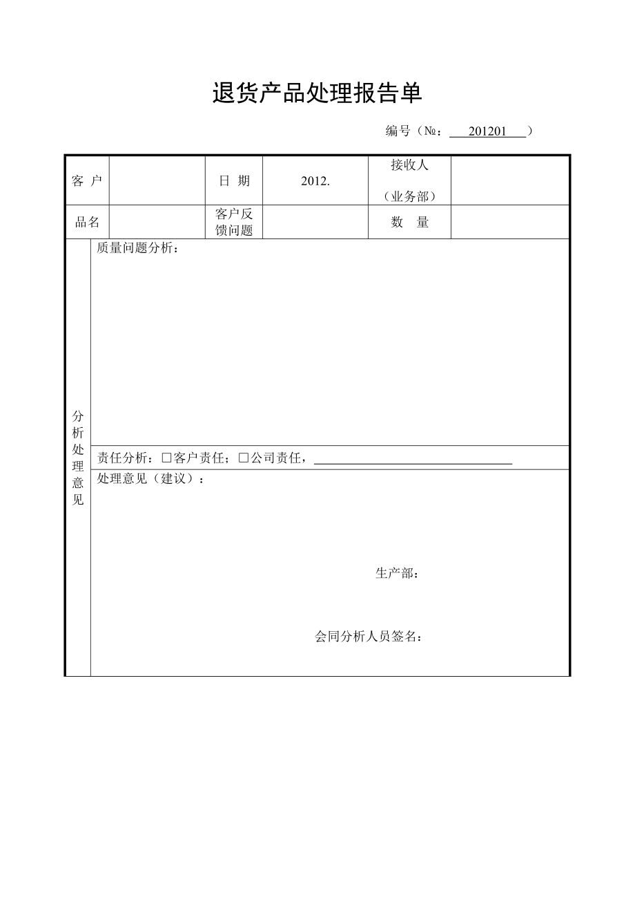 退货产品处理报告单.doc_第1页