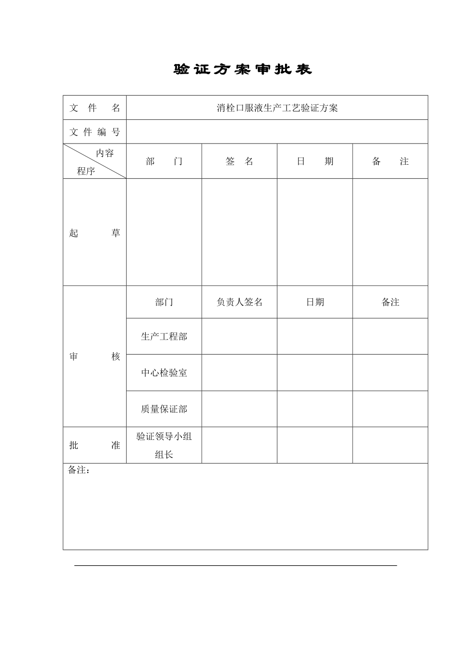 消栓口服液生产工艺验证方案.doc_第2页