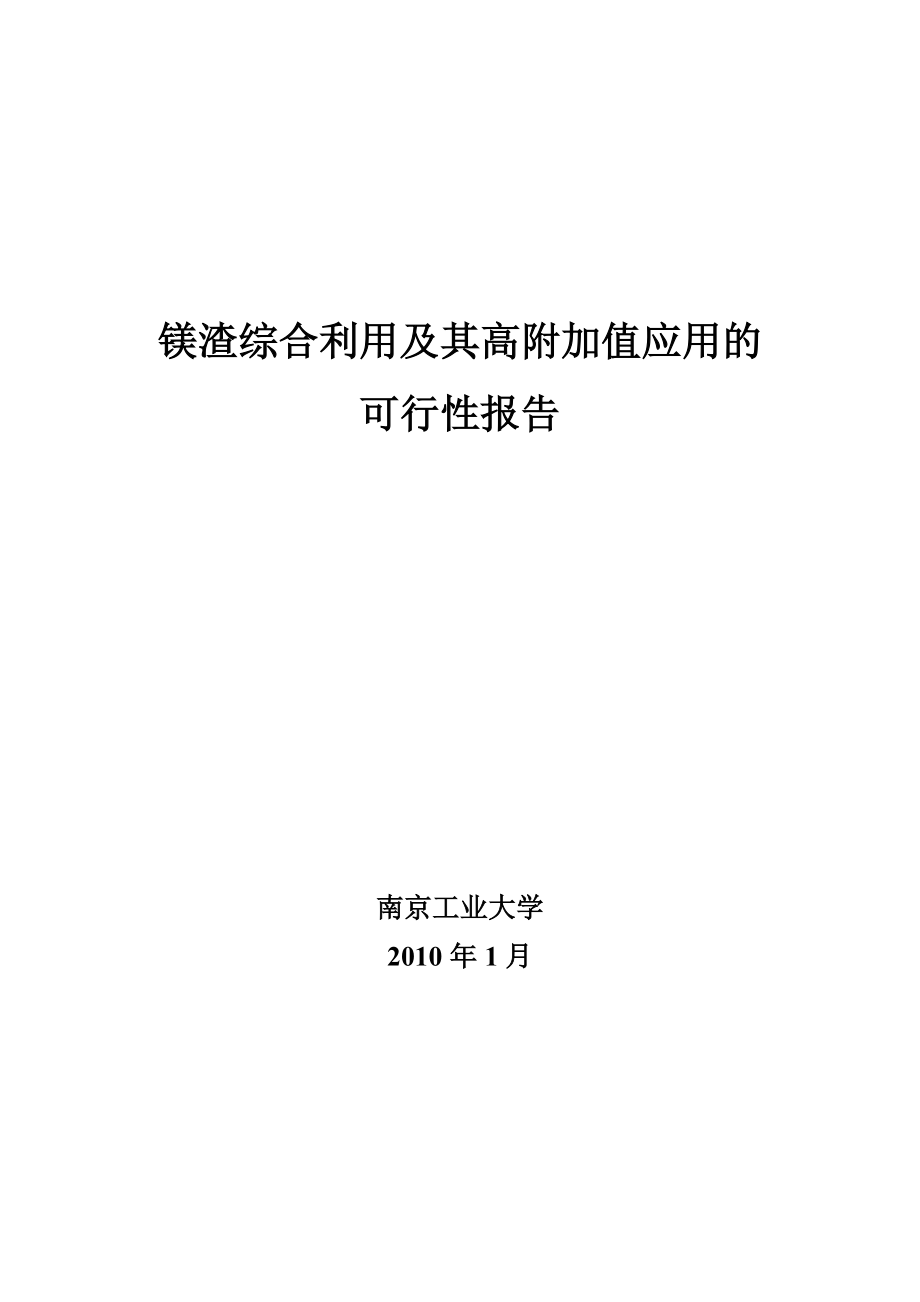 镁渣综合利用及其高附加值应用的可行性报告.doc_第1页