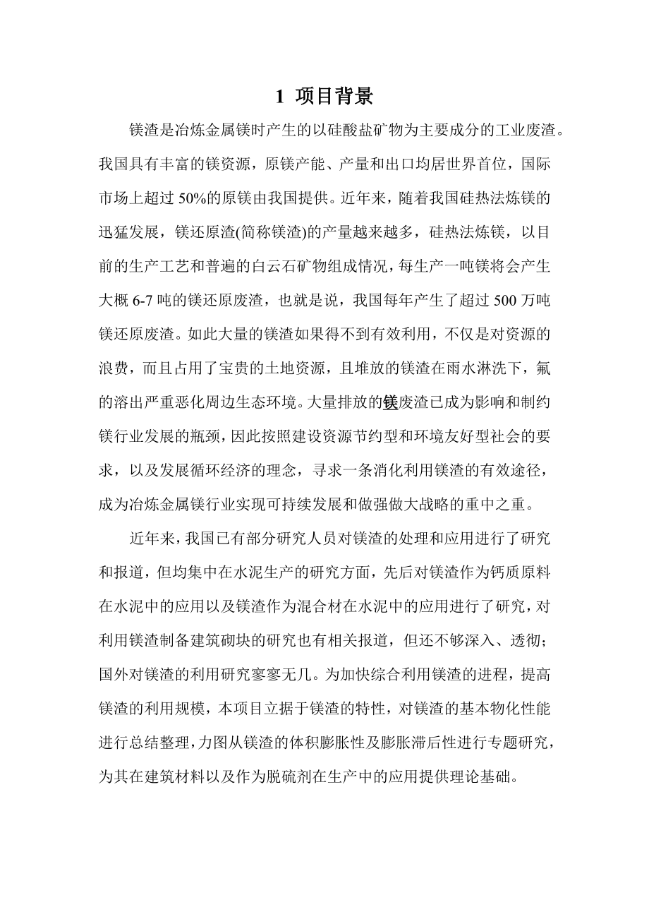 镁渣综合利用及其高附加值应用的可行性报告.doc_第2页