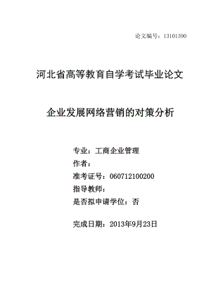 企业发展网络营销的对策分析毕业论文.doc