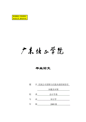 某公司采购与付款内部控制存在问题及对策毕业论文.doc