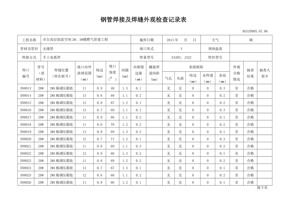 钢管焊接及焊缝外观检查记录表.doc_第3页