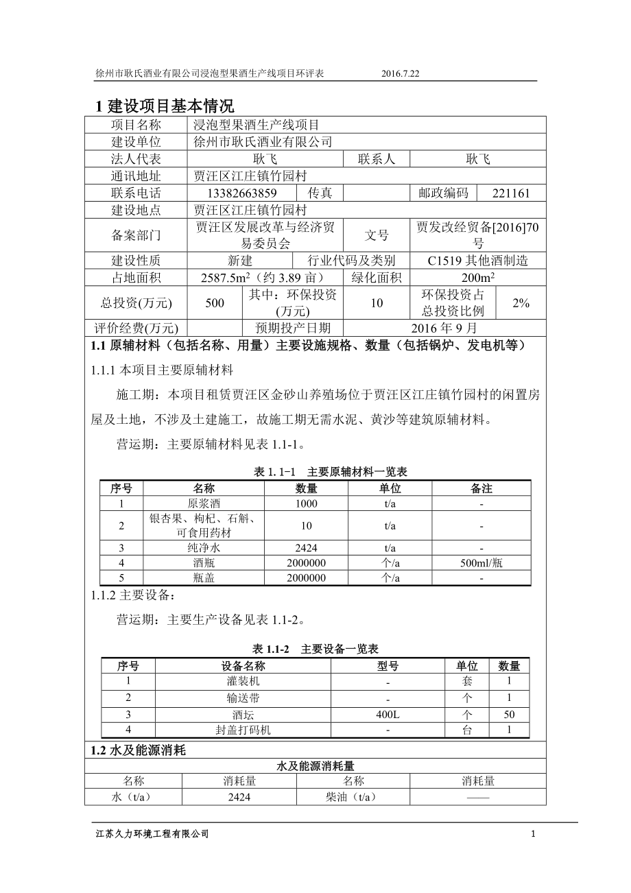 环境影响评价报告公示：徐州市耿氏酒业有限浸泡型果酒生线环评报告.doc_第2页