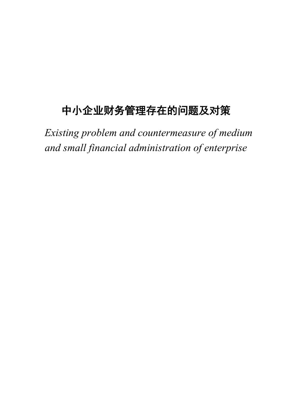 中小企业财务管理存在的问题及对策毕业论文.doc_第3页