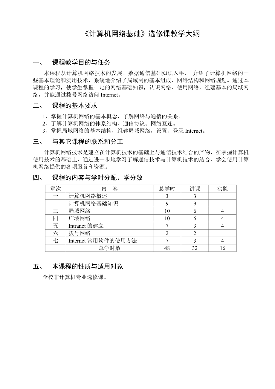 《计算机网络基础》教学大纲课件.doc_第1页