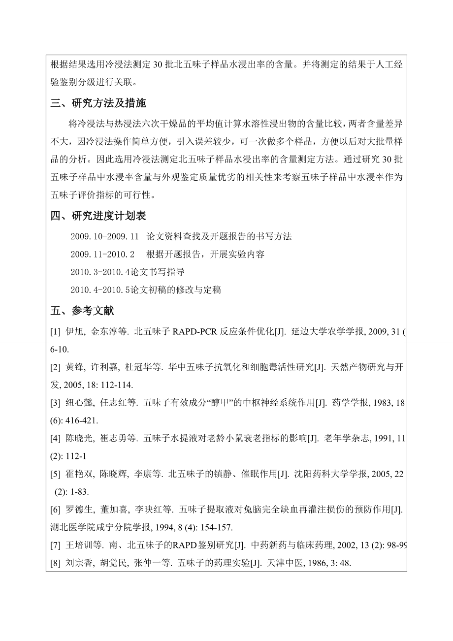 4764.五味子水浸率测定与经验判别质量优劣相关性的研究 开题报告.doc_第3页