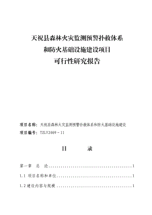 天祝县森林火灾监测预警扑救体系和防火基础设施建设可行性研究报告.doc