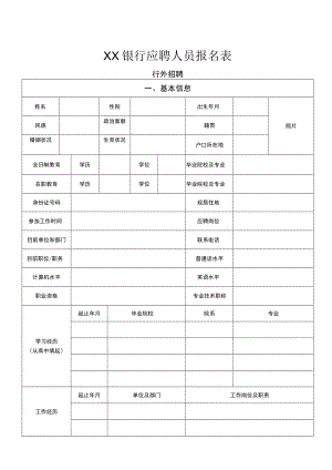 XX银行应聘人员报名表.docx