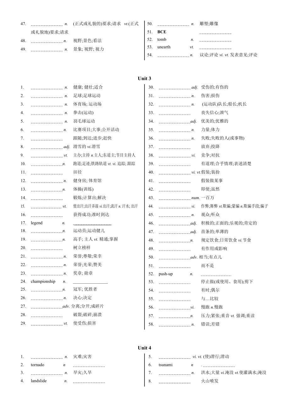 2019新人教高一英语必修一英语全部单词复习默写检测.doc_第3页