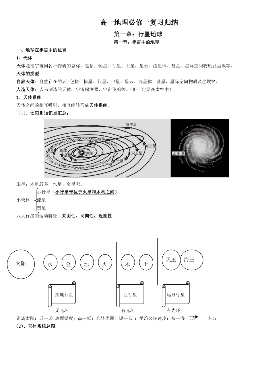 高一地理必修一复习归纳(人教版).doc_第1页