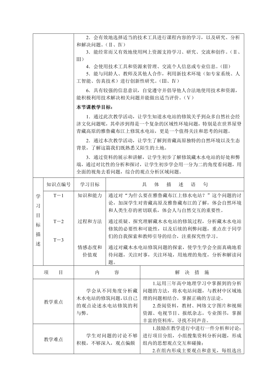 信息化课堂课程设计：雅鲁藏布江藏木水电站修筑的利与弊.doc_第2页