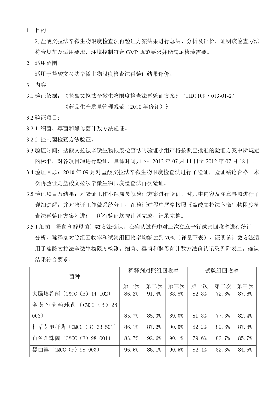 盐酸文拉法辛微生物限度检测法再验证报告1.doc_第2页