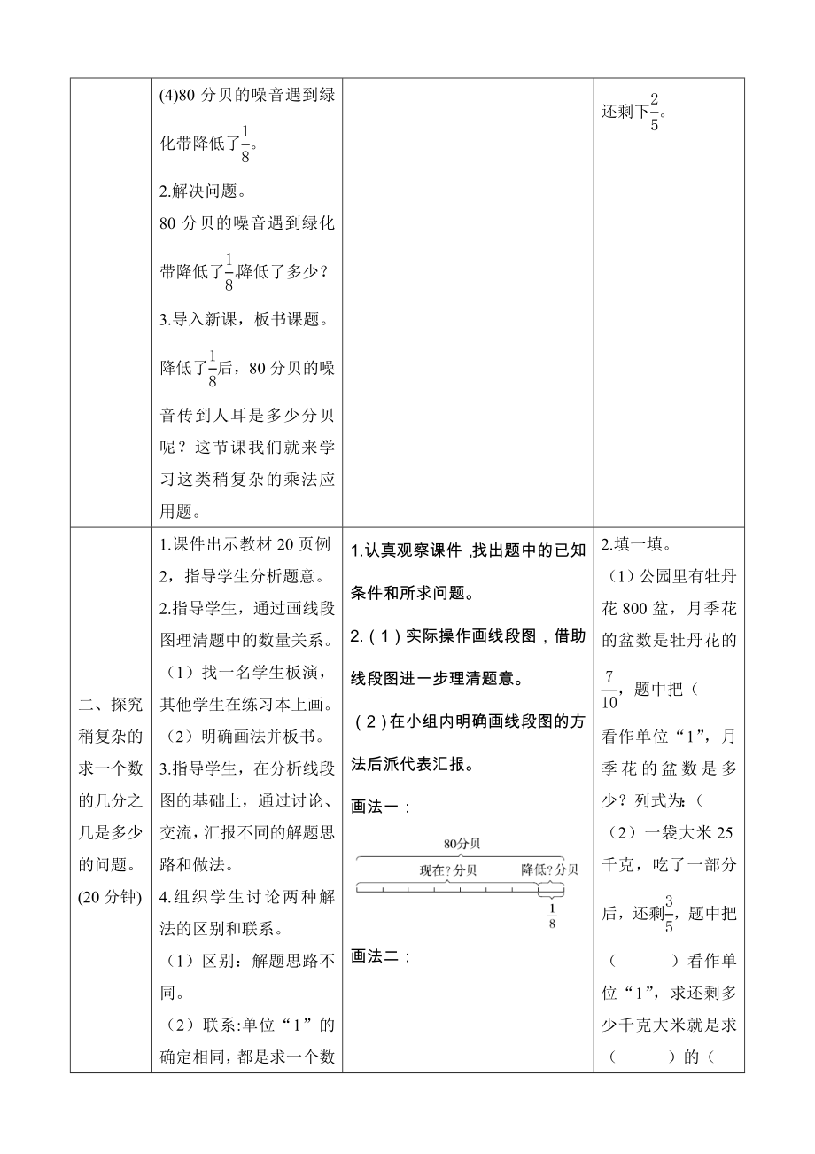 《稍复杂的求一个数的几分之几是多少的问题(一)》导学案设计.doc_第2页