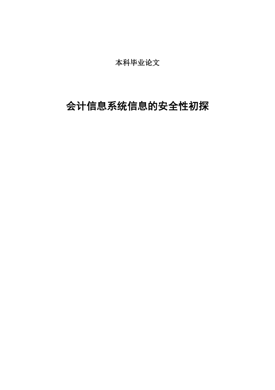 [毕业设计精品]会计信息系统信息的安全性初探.doc_第1页