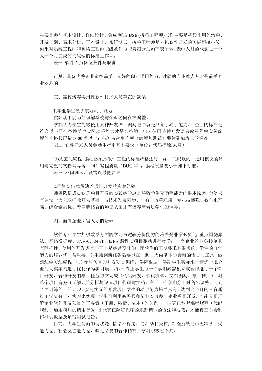 教育论文软件专业毕业生与企业需求人才存在的差距及解决方案分析.doc_第2页