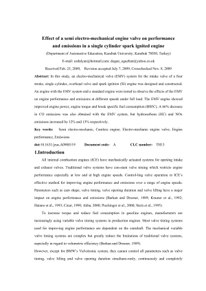 汽车外文翻译半机电性气门在一台单缸火花点火发动机排放影响.doc