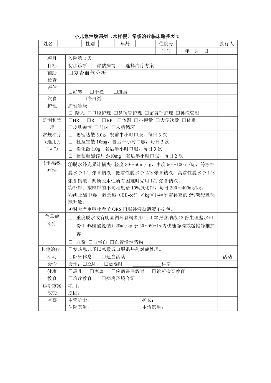 小儿腹泻病(水样便)常规治疗临床路径表.doc_第3页