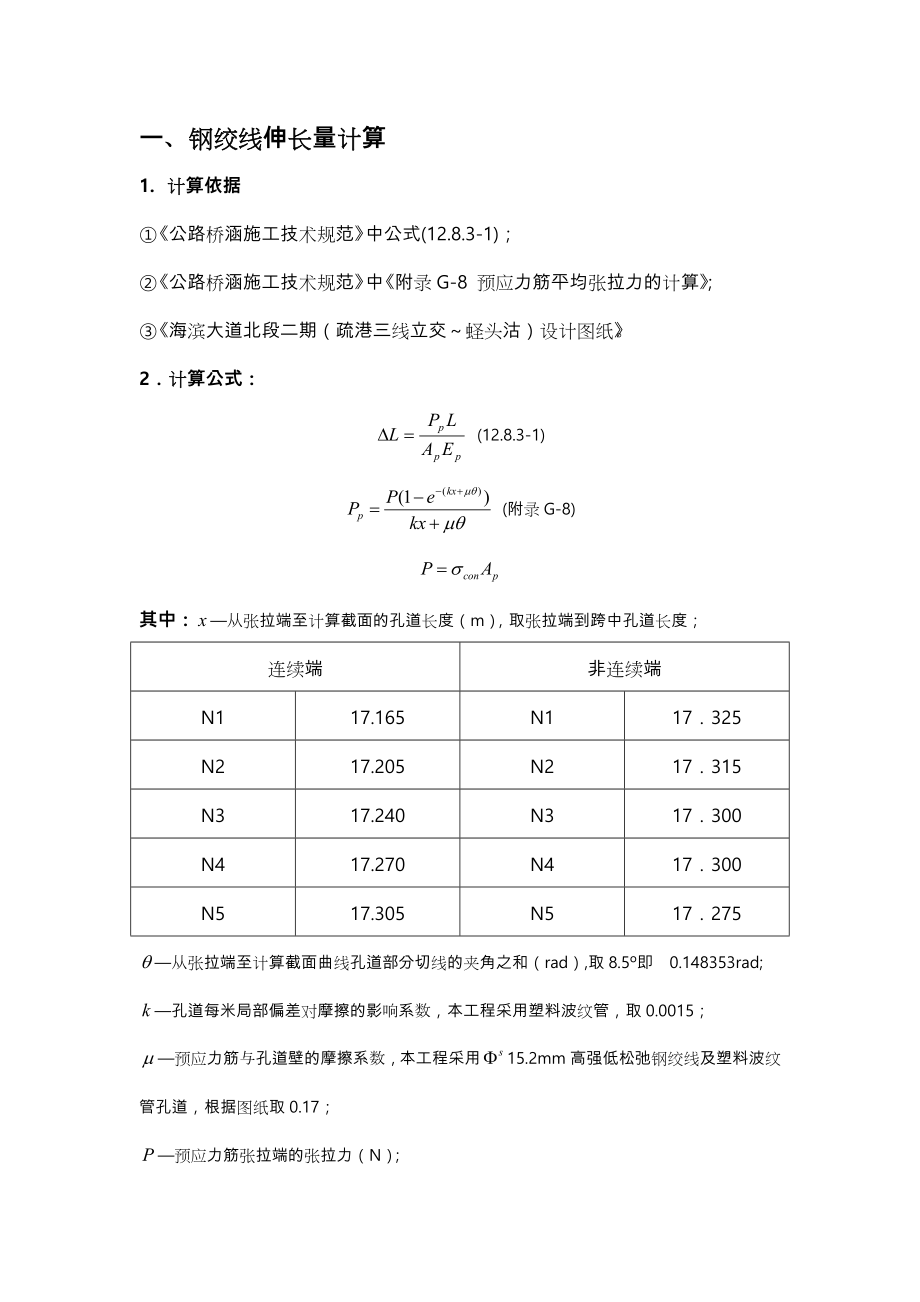 预应力张拉伸长量计算书(后张法).doc_第1页