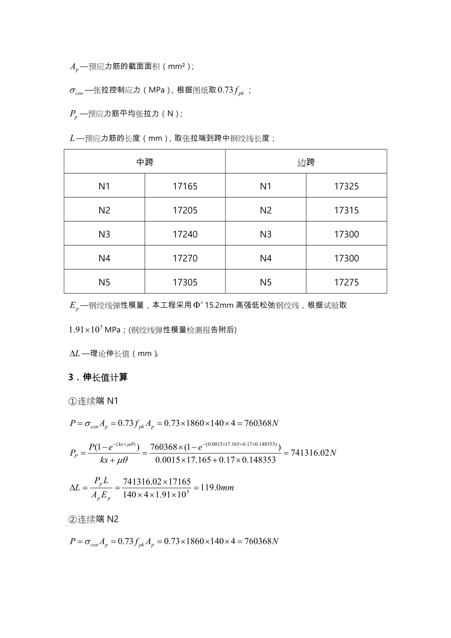 预应力张拉伸长量计算书(后张法).doc_第2页