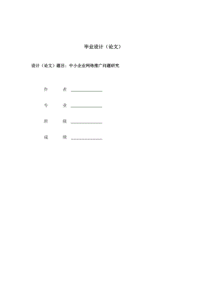 中小企业网络推广问题研究计算机专业毕业论文.doc