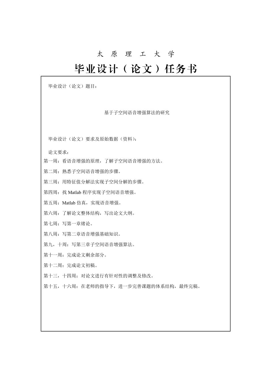 基于子空间的语音增强 毕业论文.doc_第1页