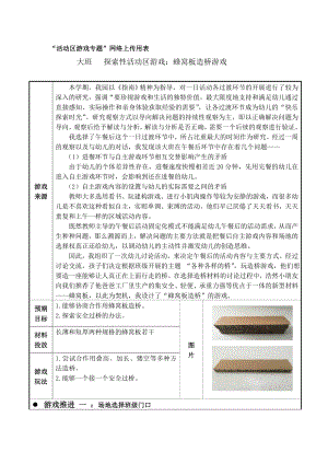 幼儿园大班探索性活动区游戏：蜂窝板造桥游戏.doc