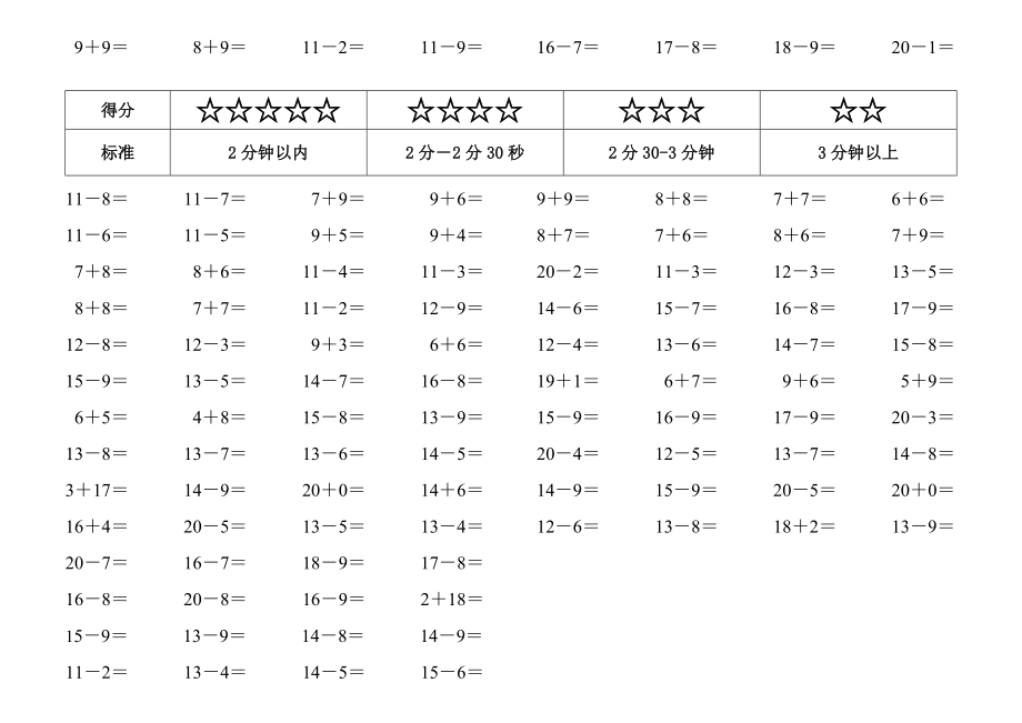 20以内进退位加减法练习可以.doc_第1页