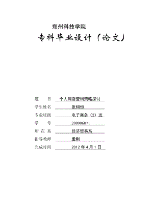 个人网店营销策略探讨毕业论文q.doc