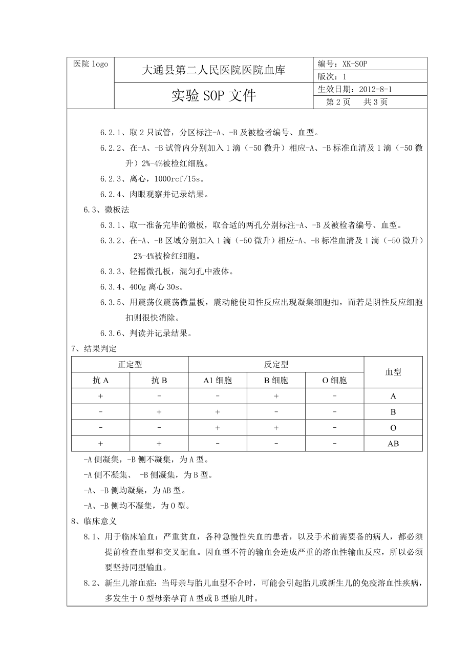 输血科血库实验室标准操作规程.doc_第3页