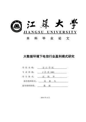 大数据环境下电信行业盈利模式研究毕业论文.doc