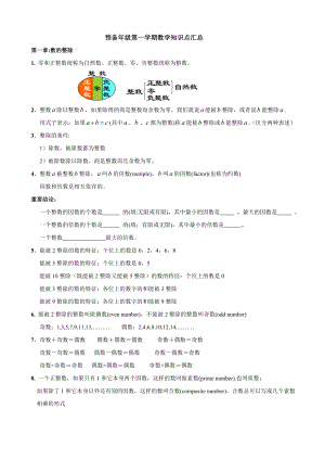 上海市预备年级第一学期数学知识点汇总(word文档).doc