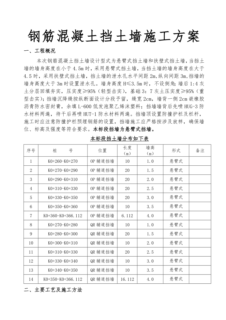 钢筋混凝土挡墙工程施工设计方案.doc_第1页