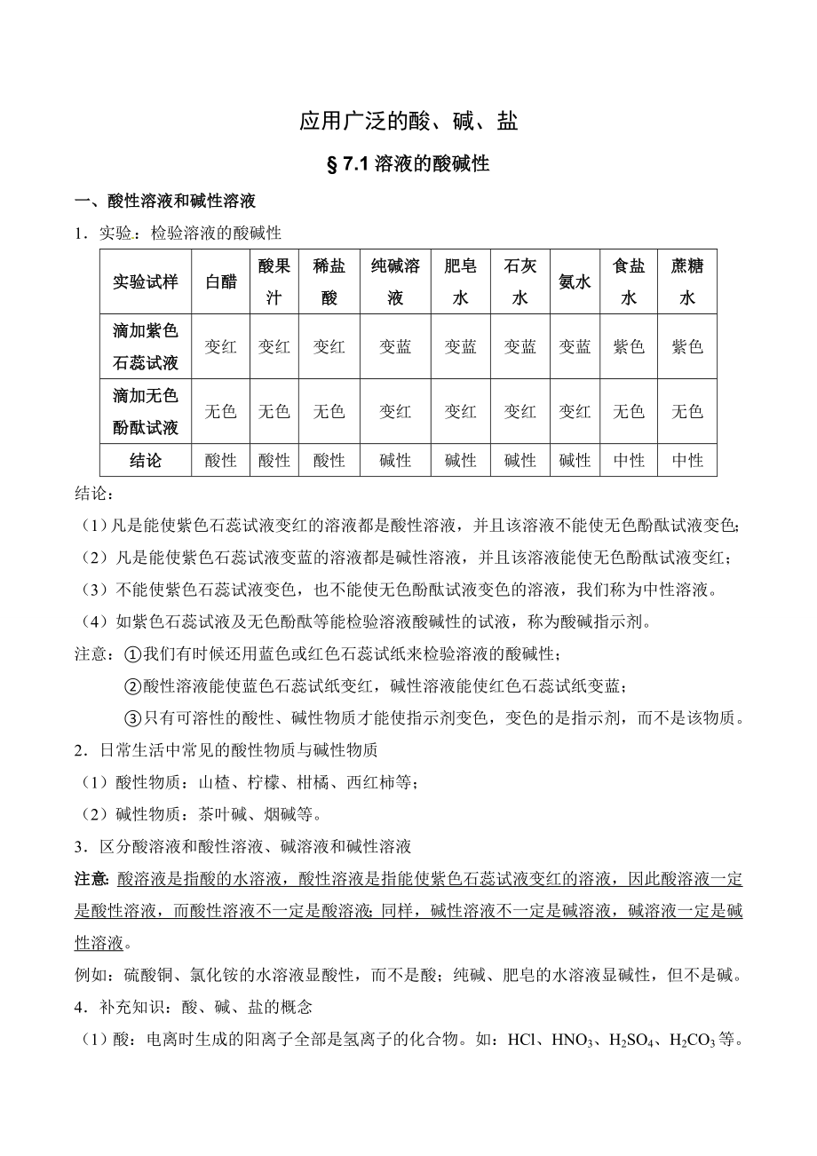 初三化学酸碱盐知识点最全整理新版.doc_第1页