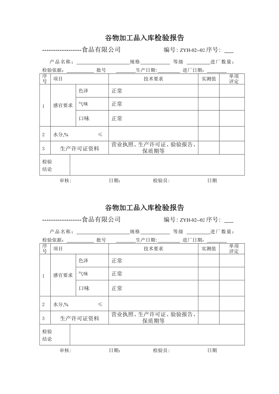 食品检验表格.doc_第2页