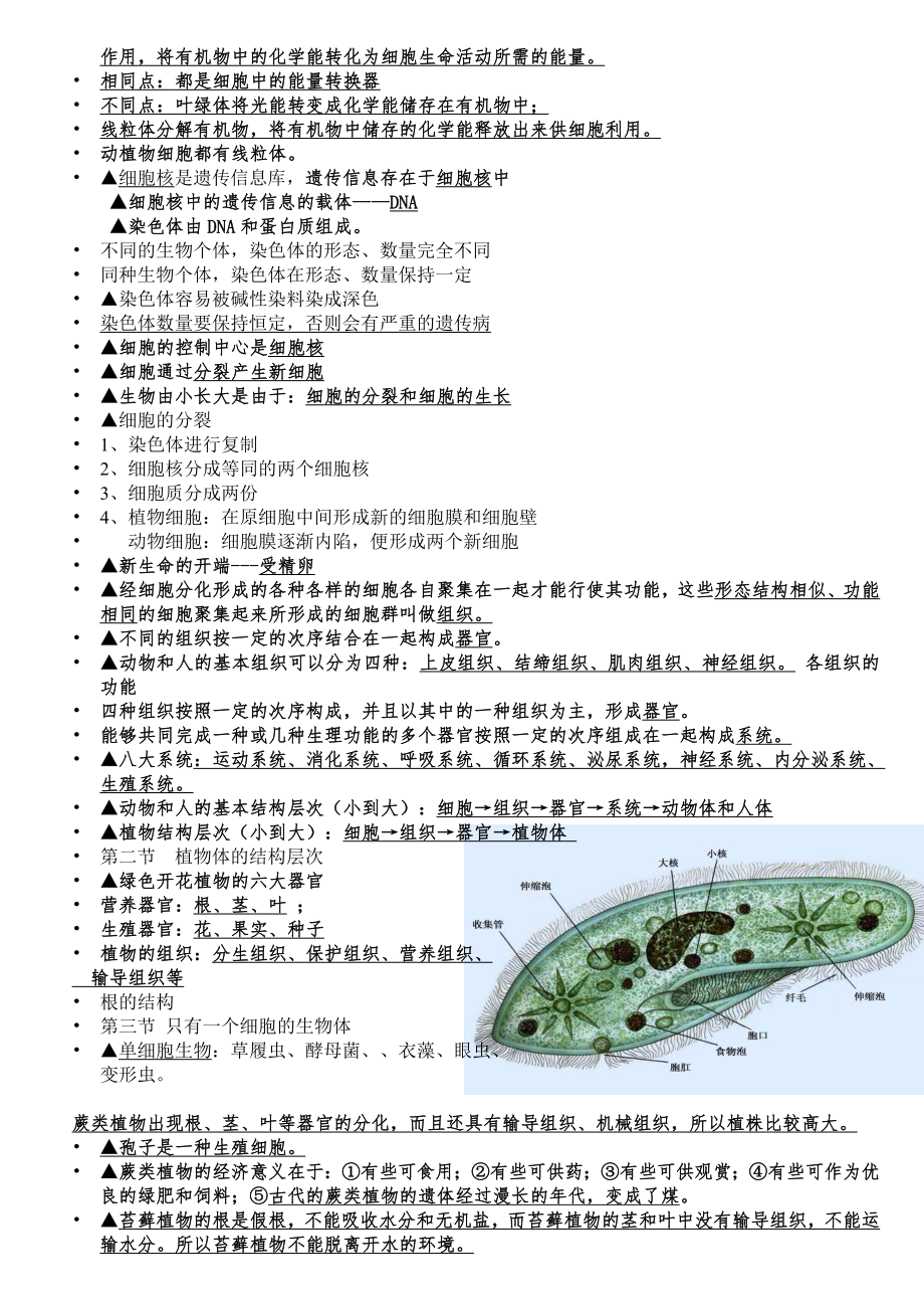 人教版七年级生物上册知识点总结汇总.doc_第3页