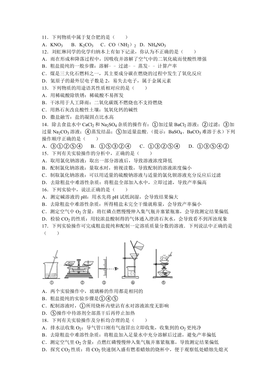 初三化学下册盐与化肥练习题有详细答案要点.doc_第2页