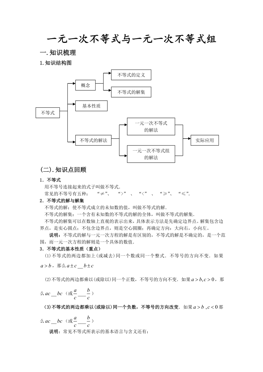 一元一次不等式复习讲义.doc_第1页