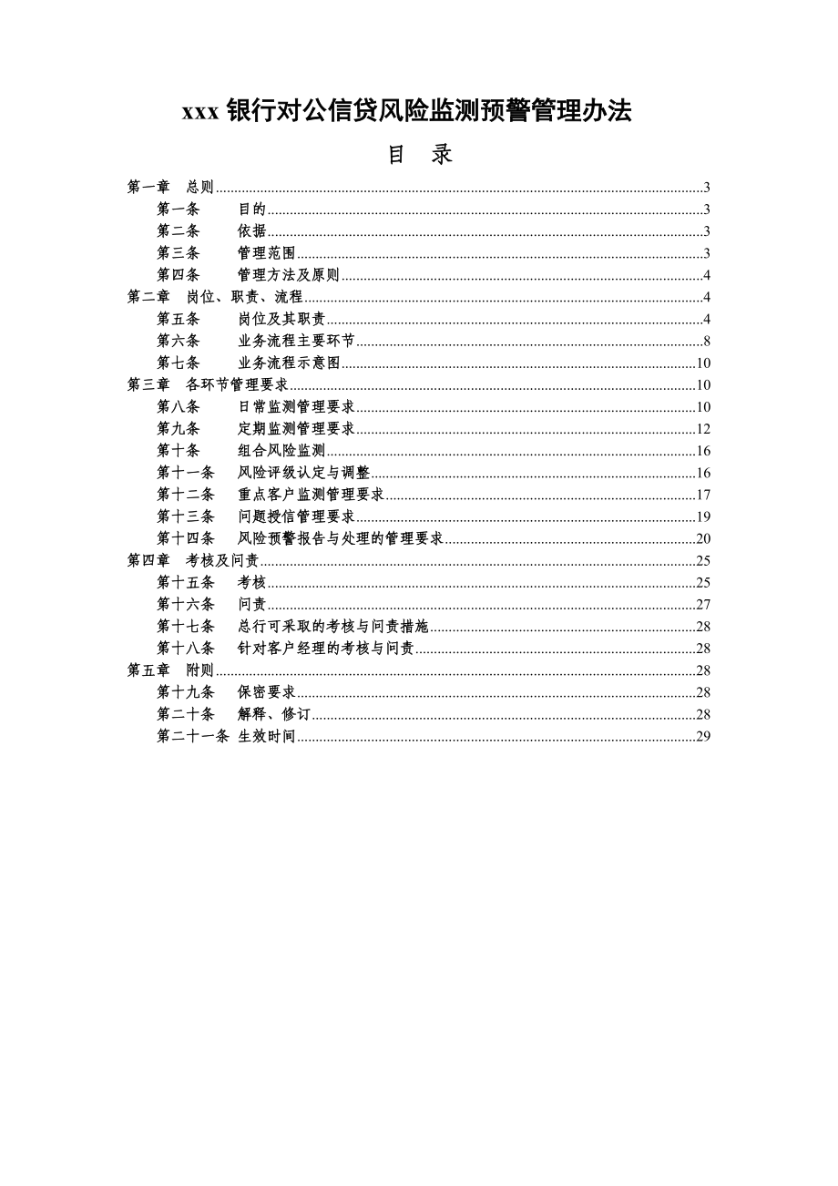 银行对公信贷风险监测预警管理办法模版.doc_第1页