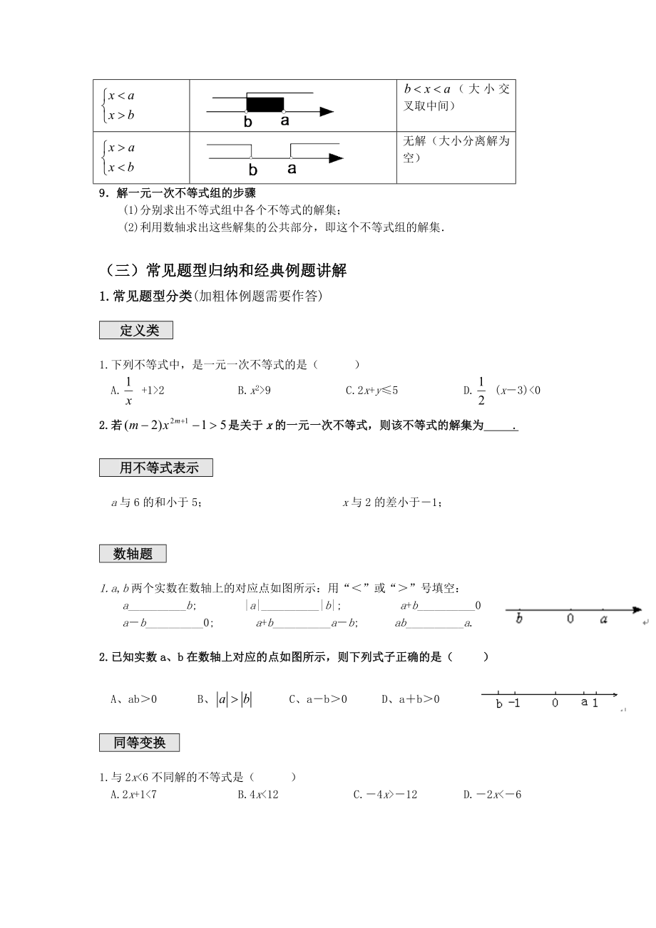 人教版七年级数学下册第9章--一元一次不等式组-知识点专题复习讲义.doc_第3页