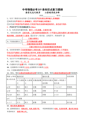 中考物理必背知识点总结复习提纲.doc