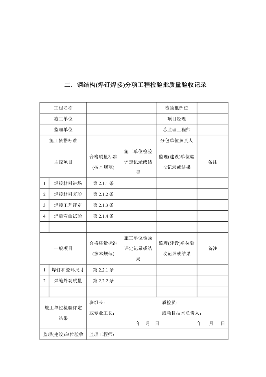 钢结构质量检验记录表.doc_第2页