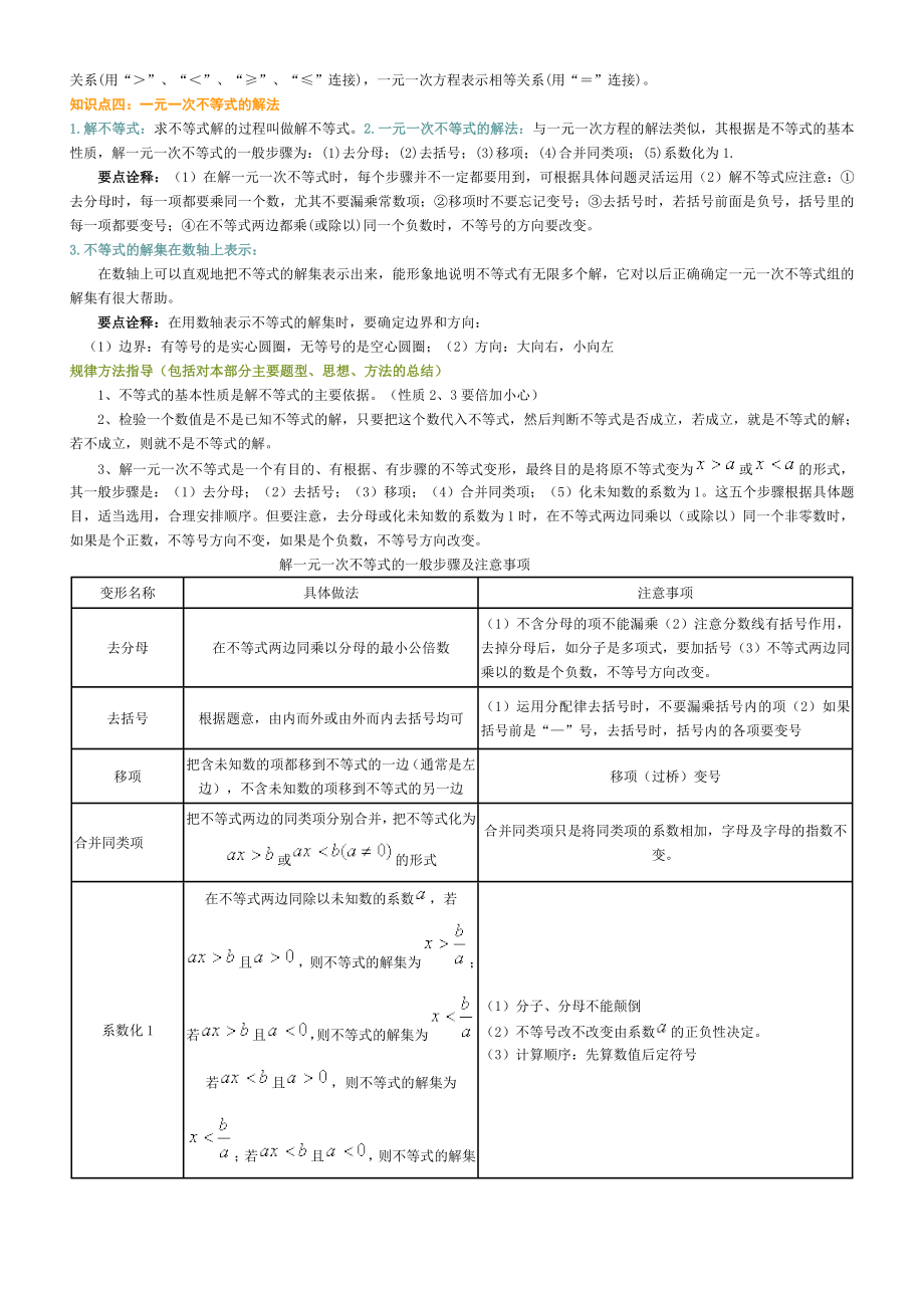 一元一次不等式知识点总结.doc_第2页