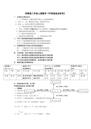 八年级数学上册第五章《平面直角坐标系》知识点及同步测验题.doc