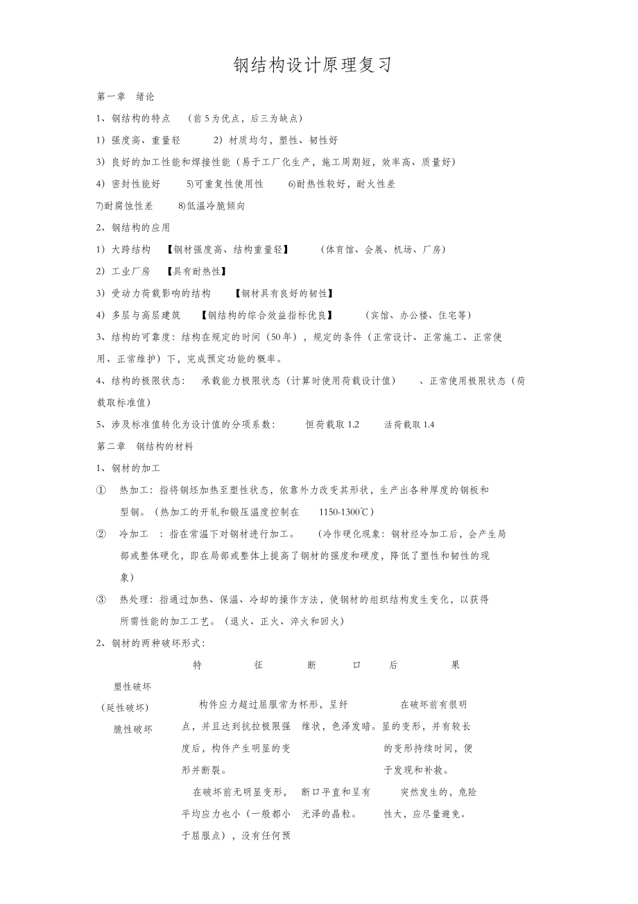 钢结构设计原理复习.doc_第1页