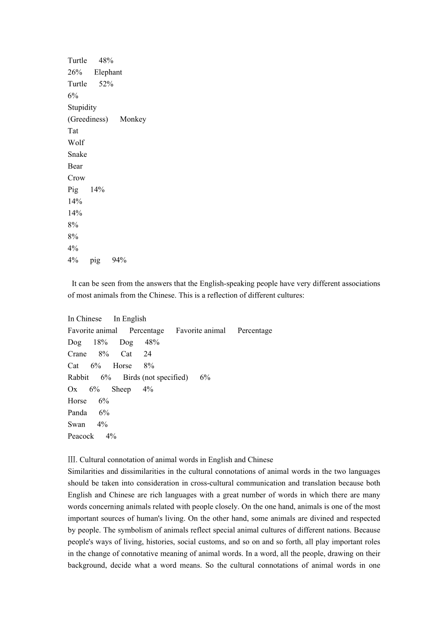 The Similarities and Dissimilarities of The Cultural Connotations of Animal Words in Both Chinese and English.doc_第3页