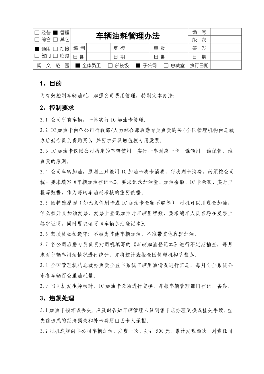 2655097586车辆油耗管理办法.doc_第1页